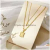 Pendant Necklaces Keloris Path Gold Layered Initial Cross Necklace 14K Plated Layering Square Letter Pendant Figaro Chain Choker From Dhzyo