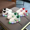 Outdoor New Children Luminous Shoes Boys Girls Stripe Sport Running Shoes Baby Lights Fashion Sneakers Toddler Kids LED Sneakers