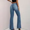 Jean femme Boyfriend taille haute pantalon Large pour femme pantalon bleu grande taille légèrement évasé fourchu jambe Large