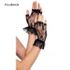 Gants doux d'autruche pour femmes, courts, noirs, en dentelle, sans doigts, filet, robe fantaisie gothique, collants de mariage, 201913557