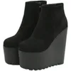 Stiefel 2024 Herbst und Winter Muffin dick mit 16 cm Super High Heel Wildleder Nachtclub nackte kurze Damenschuhe