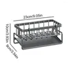 Kitchen Storage Stainless Steel Caddy Rack With Drain Tray And Detachable Towel Bar Sponge Holder For Bathroom Items