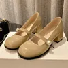 Sukienka oryginalna krowa dzielona skóra okrągłe palce ukochane słodkie dziewczyny szkoła duża rozmiar 41 42 43 44 11 Pearls Mary Janes Chunky Heels Pumps