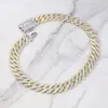 Anpassade Hip Hop -smycken 19mm Whitegold Plated Iced Out D VVS Moissanite Cuban Link Chain Halsband Baguette Kubansk kedja