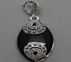 Pendentif goutte Vintage en argent Sterling 925, marcassite, Agates noires, 18mm x 40mm, 5509678