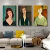Paintings Famous Works Wall Art Canvas Amedeo Modigliani Figure Painting Vintage Women Portrait Poster Cuadros Decor