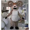 Costume de mouton de chèvre à grande corne d'usine de mascotte pour Adt à porter des Costumes de vêtements de livraison directe Dhd8S