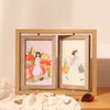 Creative Double Sided Rotating Photo with A 6-7 8-inch Wooden Frame for Washing Photos