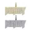 Iced Out Bling Letters Money Pendant Necklace Gold Silver Color Rectangle CZ Zircon Charm Mens Women Hip Hop Jewelry 240220