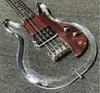 4 String Acrylic Electric Bass Guitar Wood Pickguard 24F Crystal Body Maple Neck Rosewood Fingerbard