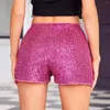 Shorts Femmes Sexy Femmes Brillant Paillettes Rave Une Ligne Mi-taille Casual Lâche Mini Pantalon Court Mujer Glitter Clubwear Soirée