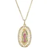 Naszyjnik Virgin Mary Pendant for Women Kolor CZ CZ Kryształowa biżuteria ze stali nierdzewnej Whole Colar Sain Cross Trendy Gift254W