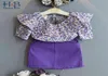 Humor ours fille vêtements ensemble été court Floarl imprimé chemise Denim violet jupe costumes 2 pièces décontracté enfants 2108046723824