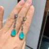 Collana di orecchini set goccioline d'acqua a forma di cuore pendente in pietra Paraiba nappa per donna 2024 gioielli di moda di lusso