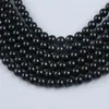 Pierres précieuses en vrac, brins de perles d'eau douce noires naturelles de forme ronde, vente en gros, pour bijoux à faire soi-même, 9-10mm