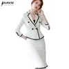 Naviu HighEnd formeller Anzug für Damen, modisch, schmal, Business-Langarm-Blazer und Rock aus Wolle, Büro-Damen-Arbeitskleidung 240226