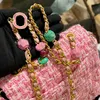 23P Womens Classic Mini Flap Tweed Quilted Square Bags With Heart Enamel Charms Gold Metal Hardware Matelasse Chain Crossbody Shoulder Handbags 17CM 10 Colors