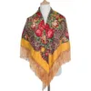 Scarves Square Shawl Retro Floral Scarf Vintage Print Tassel For Autumn Winter Wedding Party Ethnic Style