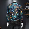 Kurtki męskie 2023 jesień nowa męska kwiatowa kurtka drukowana vintage klasyczny projektant mody Bomber Jackets Men Men Party Club strój Ropa Hombre 6xl T240227