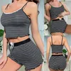 Vêtements de nuit pour femmes Lingerie pour dames Femmes douces Pyjamas Jarretelles Shorts Ensemble Lettre Stripe Imprimé Confortable Halter Top Sous-vêtements