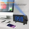 Radio FM Radioklocka med projektion LED Digital Clock Smart Alarm Clock Clock Table Elektronisk justerbar ljusstyrka Desk klocka