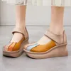 Dress Shoes 2024 Spring Spell Colors Women Genuine Leather Fashion Sneakers Platform Wedge Heel Shoe High Heels Casual Trend