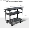 Shopping Carts BOKKOLIK Industrial 3-story Mobile Bar Car Country Rolling Kitchen Support Car - LxWxH 36.2 * 15.75 * 30.5 inches Q240227