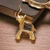 Jewelry Europe and the United States medieval plated 18k gold fortune elephant glass brooch female retro animal corsage