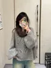 Anagram Women's Sweaters Korean Fashion Lantern Sleeve Soft Mohair O Neck Sweater Women Autumn And Spring Pullover Long Knit Top