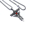 Wolf Tide Dubbele Draak Zwaard Titanium Ketting Hanger Kruis Rijkdom Fortuin Trendy Roestvrij Stalen Ketting Man Rapper Punk Gothic Sieraden Accessoires Groothandel