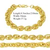 Bracelets à maillons plaqués or jaune massif 14 carats, chaîne pour hommes, bijoux pour femmes, 210mm, 8.3 pouces de large, 8mm estampillé