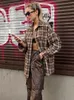 Mnealways18 Vintage Plaid Shirts Women Loose Gingham Female Blouse Spring 2024 Button Top Shacket Oversized Long Shirts Ladies 240227