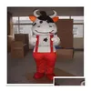 Mascot Koekostuum Feestspel Jurk Outfit Reclame Halloween Verjaardag Outdoor Drop Delivery Kledingkostuums Dhiqy