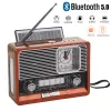 Radio Solar Retro Radio FM AM SW Tragbarer Empfänger Bluetooth -Lautsprecher mp3 Music Player mit LED Light Support USB TF Card Aux