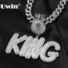 UWIN ожерелье с подвеской в виде индивидуального имени с мешком денег, залогом со льдом, кубический цирконий, подвески, ювелирные изделия в стиле хип-хоп для подарка 240220