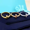 Band Rings Jewelry t Fashion T-shaped Diamond Inlaid Titanium Steel Ring Female Minority Design Grade Simple Colorless Couple H24227