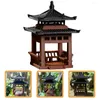 Decorações de jardim bonsai pavilhão pequenos ornamentos micro paisagem paisagismo estátua desktop pagode simulação ao ar livre