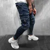 Jeans pour hommes printemps été 2023 nouveaux jeans skinny hommes pantalons de survêtement hip hop jeans cargo hommes haute rue jeans pour hommes pantalons longs en denim mince T240227