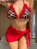 Traje de baño para mujer con pareo Leopardo con volantes Bikini con volantes Traje de baño femenino Traje de baño para mujer Conjunto de bikini de tres piezas Bañista Traje de baño Nadar V3995 T240227