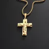 Hip Hop Rock Christian Jesus croce vuota Collana in acciaio inossidabile con pendente in oro per uomo Gioielli punk gotico maschile2384