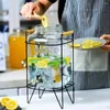 Waterflessen 4L glazen pot Party-sapdispenser Drankdrank met kraan en standaard