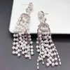 Dangle Earrings Sinzry Gorgeous Cubic Zircon Pearl Long TasselDandle Women Drop 925 Silver Needle