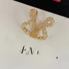 Anel de abertura ajustável com letras europeias e americanas, diamante completo, moda feminina de luxo, material de latão