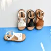 Spor ayakkabı yaz gerçek deri kızlar sandaletler açık ayak parmağı moda içi boş yapraklar inek derisi çocuk plaj ayakkabıları çocuk sandalet 6t