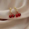 Halsbandörhängen Set 2024 Luxury Red Cherry Pendant Earring Fashion Simple Jewelry for Women