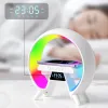 Alto-falantes LED Suporte de carregador sem fio Bluetooth Alto-falante compatível com atmosfera RGB Night Light Estação de carregamento rápido para iPhone