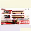 Electric/RC Track Engine Cargo Car and Long Tracks Electric Toy Train Set With Steam Locomotive Battery Operated Play Toys Smoke LIG DHH3E