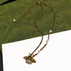 18k Guldhalsband Vintage Pearl Bee Armband Designer Halsband gåva