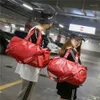 Unisex Multifunction PU Travel Bag 2018 Cabin Luggage Women Travel Bags Large Capacity Black Red Reistas Fashion Duffle Bag1288W