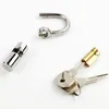 Kyskhetsbur manlig rostfritt stål D-ring PA-lås 4mm-5mm glans Piercing Male Chastity Device Slaven Penis Harness Restraint Leases Fiting